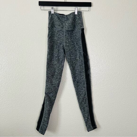 Beyond Yoga High Waisted Sheer Illusion Leggings Gray Black Mesh Side Stripe - Picture 2 of 7